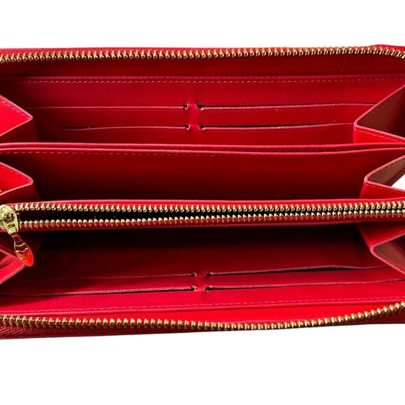 952. Louis Vuitton Limited Edition Yayoi Kusama Red Vernis Zippy Wallet - Picture 4 of 6